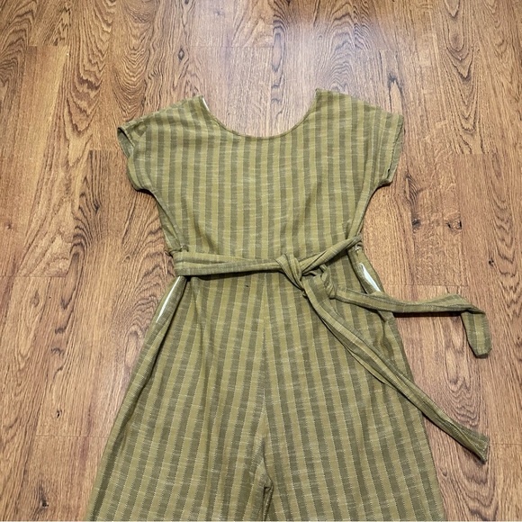 Ace & Jig Yellow striped cap sleeve jumpsuit belted straight leg oversized - Picture 2 of 10